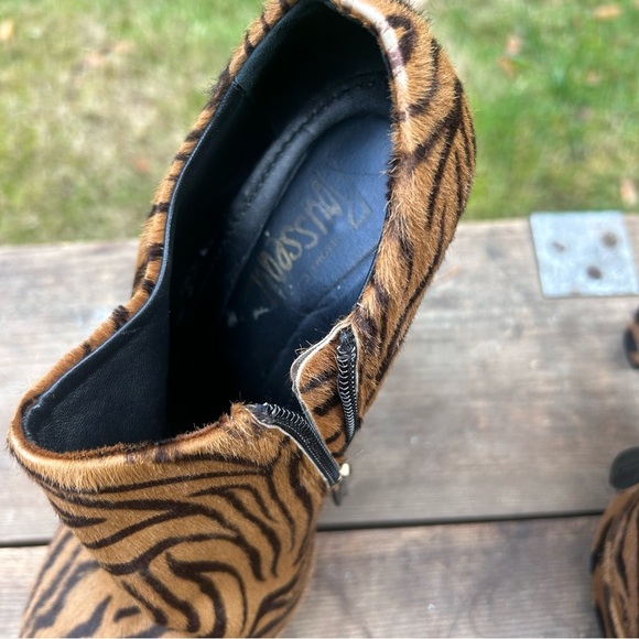 Jerome C Rousseau Vero Cuoio Zebra Print Platform High Heeled Ankle Boots 8 38.5 - Picture 9 of 11